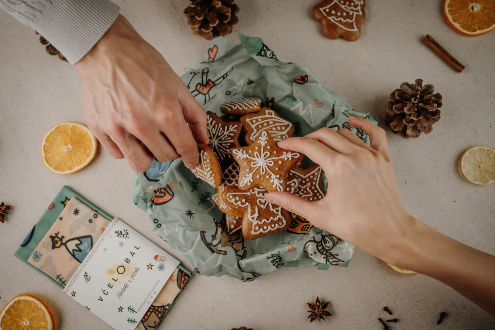 Christmas baking wrapped in a beeswax wrap